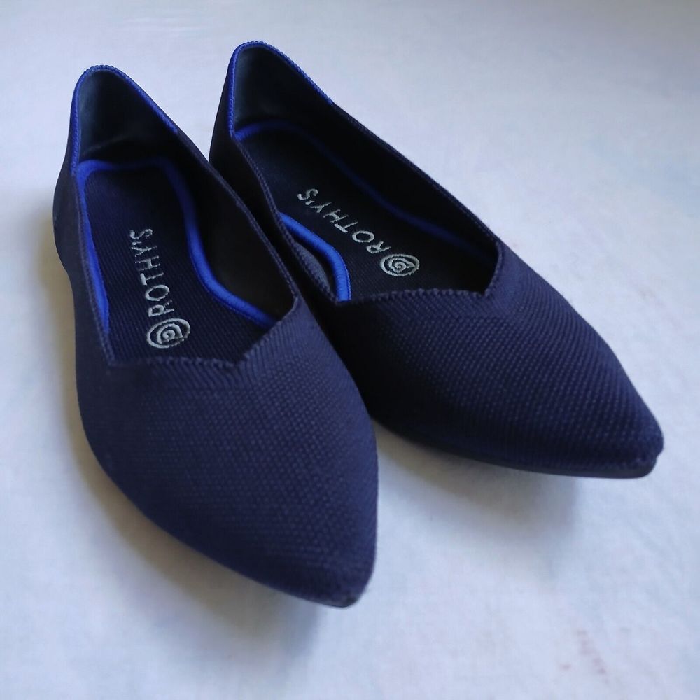 Rothys 8 Pointed Toe Ballet Flats Textile Upper Lightweight Preppy Capsule